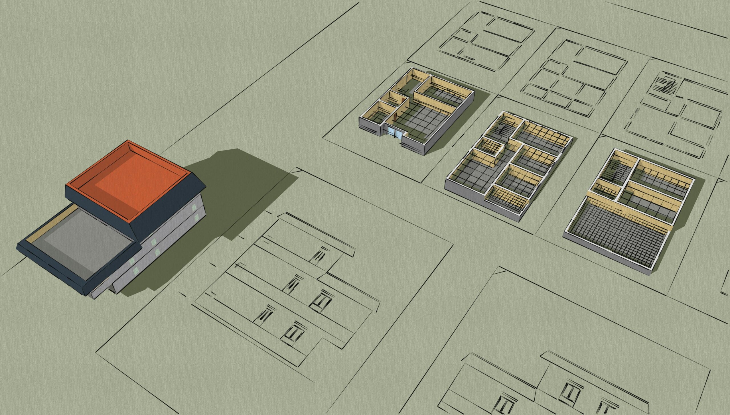 Architekt bei der Arbeit an Zeichnungen